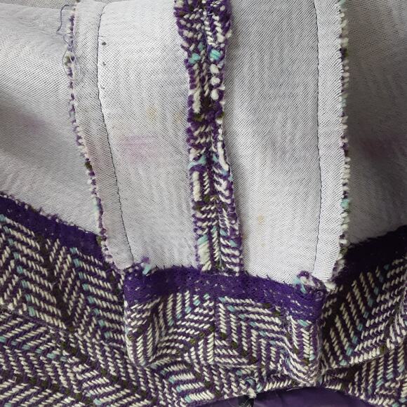 Vintage 60s Wool Mini Skirt Herringbone Tweed Mod A Line Purple Preppy Academia - Picture 7 of 10